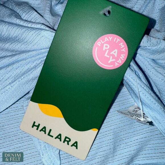 Halara Sheer Asymmetric Split Hem Cropped Running Top Blue Size Small NEW/NWT!! - Picture 9 of 10